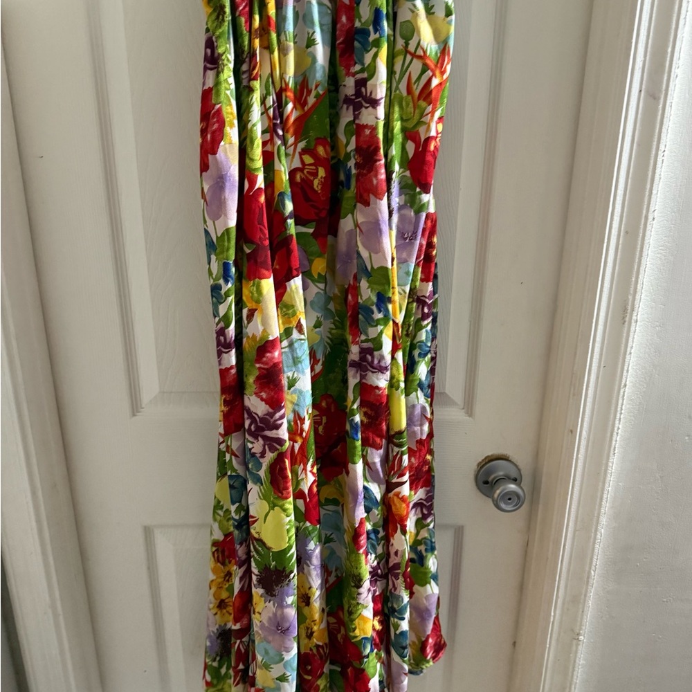 Red and Green Ruffled Tiered Maxi Skirt